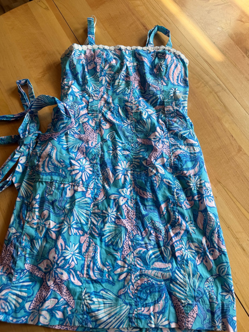 Lilly Pulitzer Turquoise & Light Pink Seashell Print One-Piece Dress